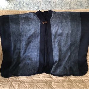 Alpaca handmade Poncho/Cape . Three tones of Blue.